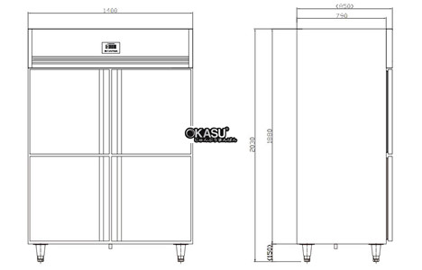 tu dong 4 canh inox kolner nkd1.2l4wgn (lam lanh quat gio) hinh 2