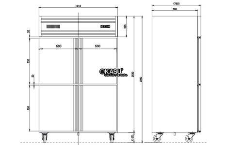 tu mat 4 canh inox kolner kc1.0l4 (lam lanh truc tiep) hinh 2