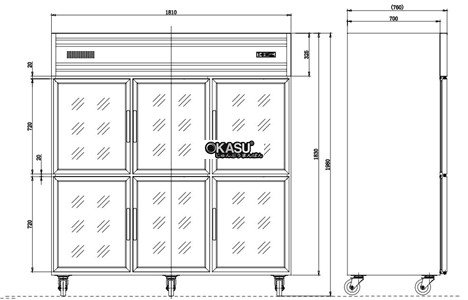 tu mat 6 canh kinh kolner kg1.6l6 (lam lanh truc tiep) hinh 2