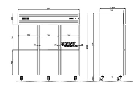 tu dong mat 6 canh inox kolner kcd1.6l6 (lam lanh truc tiep) hinh 2