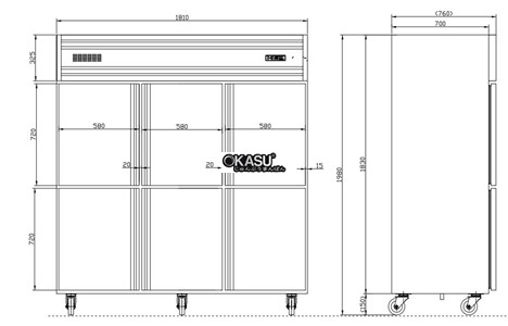 tu dong 6 canh inox kolner kd1.6l6w (lam lanh quat gio) hinh 2