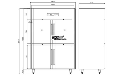 tu dong 4 canh inox kolner k2n-e (lam lanh quat gio) hinh 2