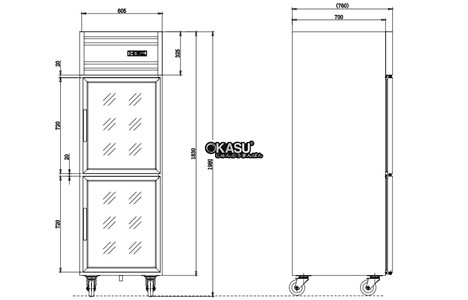  tu mat 2 canh kinh kolner kg0.5l2w (lam lanh quat gio) hinh 2