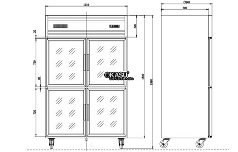  tu mat 4 canh kinh kolner kg1.0l4 (lam lanh truc tiep) hinh 2