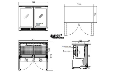 tu mat mini 2 canh hisakage bc-90 hinh 2