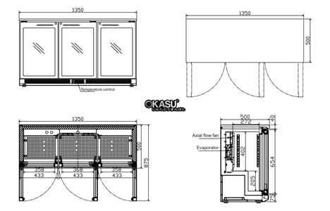 tu mat mini 3 canh hisakage bc-135 hinh 2