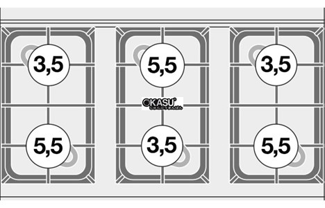 bep au 6 dau dot dung gas va lo nuong gas (cua thep khong gi) lotus cf6-610g hinh 2