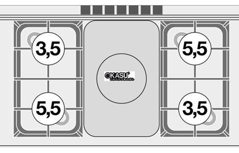bep au 4 hong dung gas va lo nuong gas tinh (cua thep khong gi) lotus tpf4-610g hinh 2