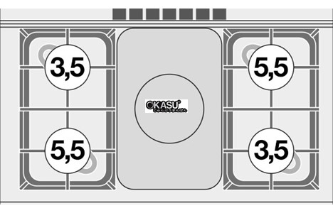 bep au 4 hong dung gas va lo nuong dien (cua thep khong gi) lotus tpf4-610gem hinh 2