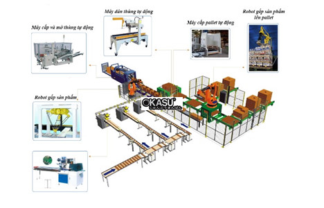 day chuyen dan thung ket hop voi robot gap san pham hinh 2