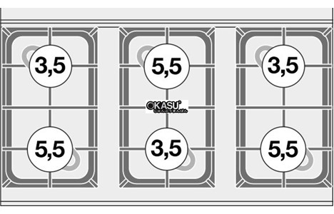 bep au 6 dau dot dung gas va lo nuong gas (cua thep khong gi) lotus cf6-610g hinh 2