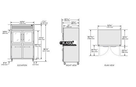 tu lanh cua xoay ket hop reach-in true sta2r-2hg/2hs-hc hinh 2