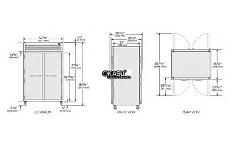 tu lanh cua xoay phia truoc/sau bang kinh pass-thru true sta2rpt-2s-2g-hc hinh 2
