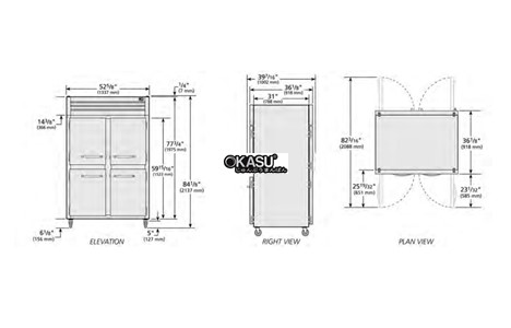 tu lanh cua xoay nua truoc chac chan/sau bang kinh pass-thru true sta2rpt-4hs-2g-hc hinh 2
