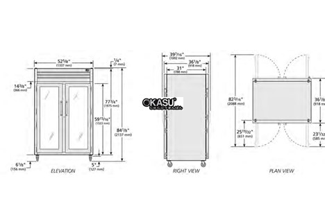 tu lanh cua xoay mat truoc bang kinh/mat sau bang kinh pass-thru true stg2rpt-2g-2g-hc hinh 2