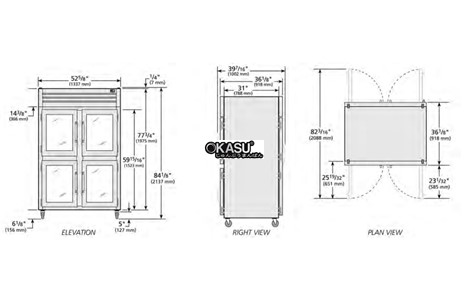 tu lanh cua xoay nua truoc/sau bang kinh pass-thru true stg2rpt-4hg-2g-hc hinh 2
