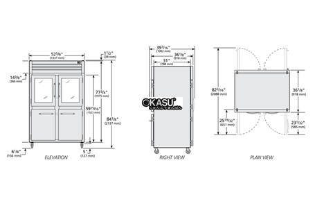 tu lanh cua xoay ket hop nua truoc/kinh sau pass-thru true str2rpt-2hg/2hs-2g-hc hinh 2