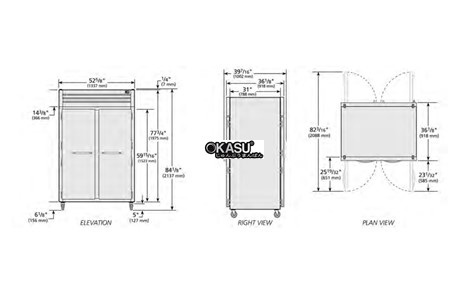 tu lanh cua xoay phia truoc chac chan/sau bang kinh pass-thru true str2rpt-2s-2g-hc hinh 2