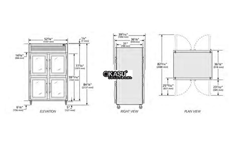 tu lanh cua xoay nua truoc/sau bang kinh pass-thru true str2rpt-4hg-2g-hc hinh 2