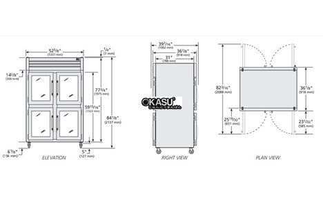 tu lanh cua xoay nua truoc bang kinh/nua sau bang kinh pass-thru true str2rpt-4hg-4hg-hc hinh 2