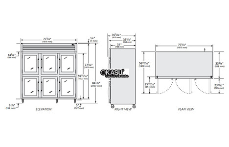 tu lanh cua xoay nua canh kinh reach-in true sta3rvld-6hg-hc hinh 2