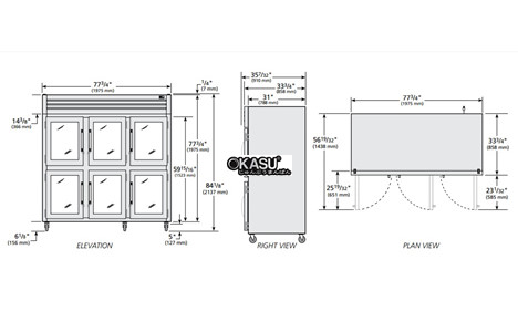 tu lanh cua xoay nua kinh reach-in co den led doc true stg3rvld-6hg-hc hinh 2