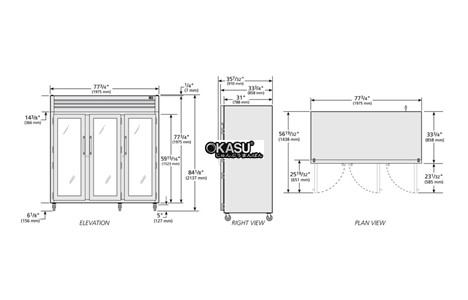 tu lanh cua xoay bang kinh reach-in co den led doc true str3rvld-3g-hc hinh 2