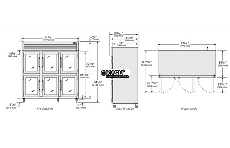 tu lanh cua xoay nua kinh reach-in co den led doc true str3rvld-6hg-hc hinh 2