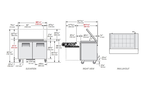 ban sandwich/salad cua dac mega-top co nap kinh phang true tssu-48-18m-b-fglid-hc hinh 2