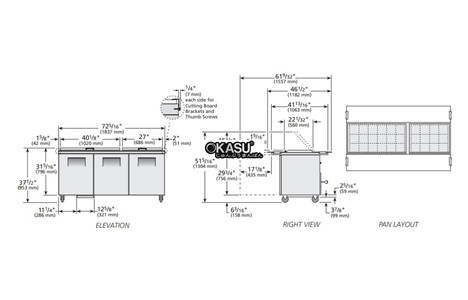 ban sandwich/salad cua dac mega-top hai mat true tssu-72-30m-b-ds-st-hc hinh 2