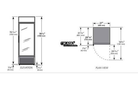 tu lanh cua xoay 1 canh kinh true gdm-23w-hc~tsl01 hinh 2