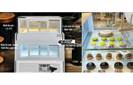 tu banh kem kinh vuong 1 tang snow village gb-250-4l-z1 0.9m  hinh 3