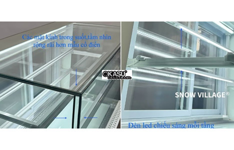 tu banh kem kinh vuong khong vien 3 tang snow village dg-1200 1m2 hinh 3