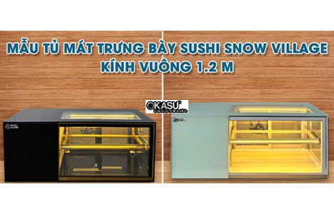 tu mat trung bay sushi kinh vuong snow village ss-1.2v 1m2 hinh 2