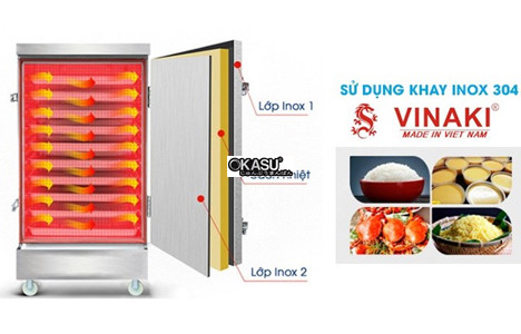 tu nau com vinaki 12 khay dung dien gas ket hop 12kdg hinh 3