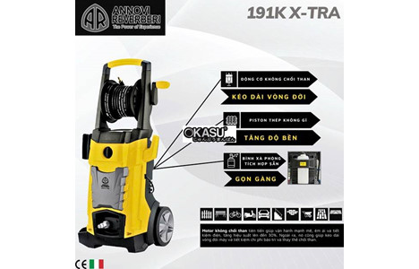 may xit rua chuyen dung annovi reverberi 191k x-tra – motor tu, ap luc cao 140bar, 2000w hinh 2