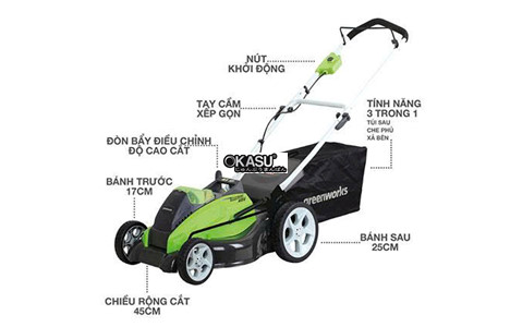 may cat co day tay pin 40v 45cm greenwork g40lm45 (than may) hinh 3