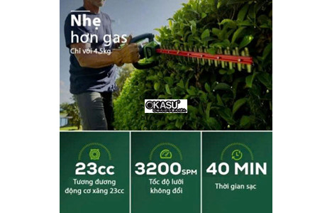 may cat tia hang rao dung pin greenworks htc402 hinh 2