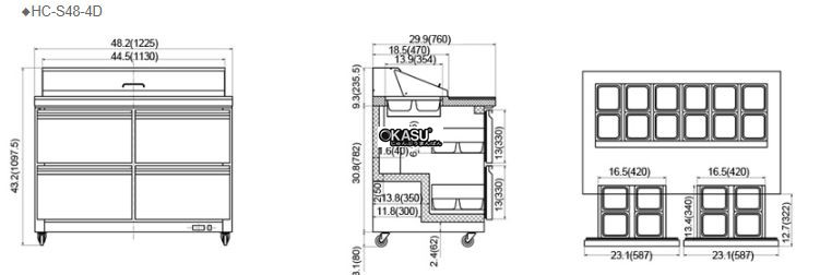 ban mat chuan bi salad, sandwich hc-s48-4d hinh 1