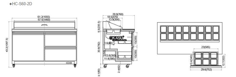 ban mat chuan bi salad, sandwich hc-s60-2d hinh 1