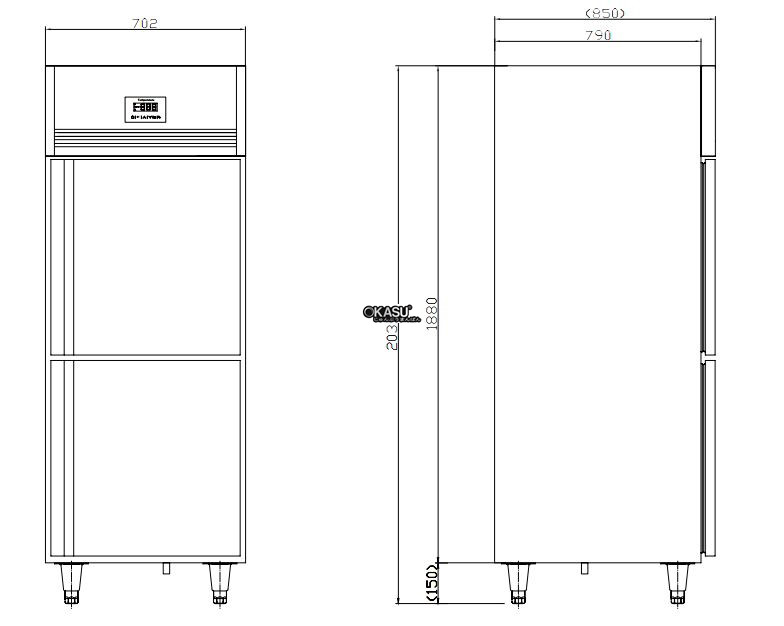  tu dong 2 canh inox kolner nkd0.6l2wgn (lam lanh quat gio) hinh 0