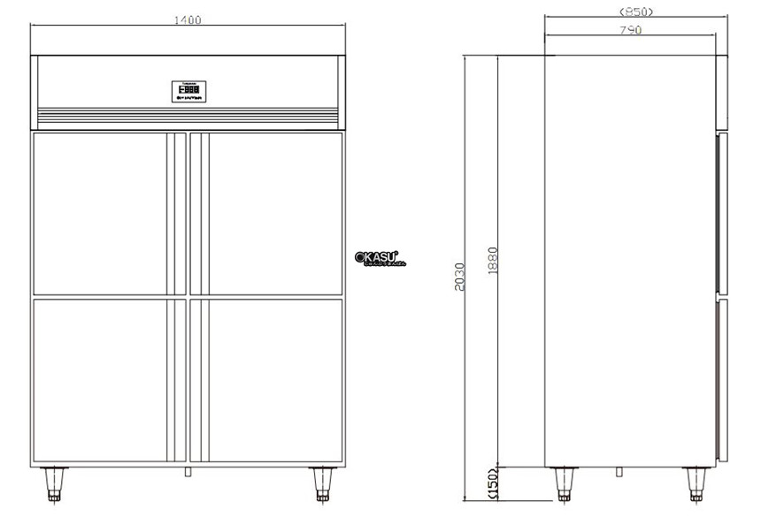  tu mat 4 canh inox kolner nkc1.2l4wgn (lam lanh quat gio) hinh 0