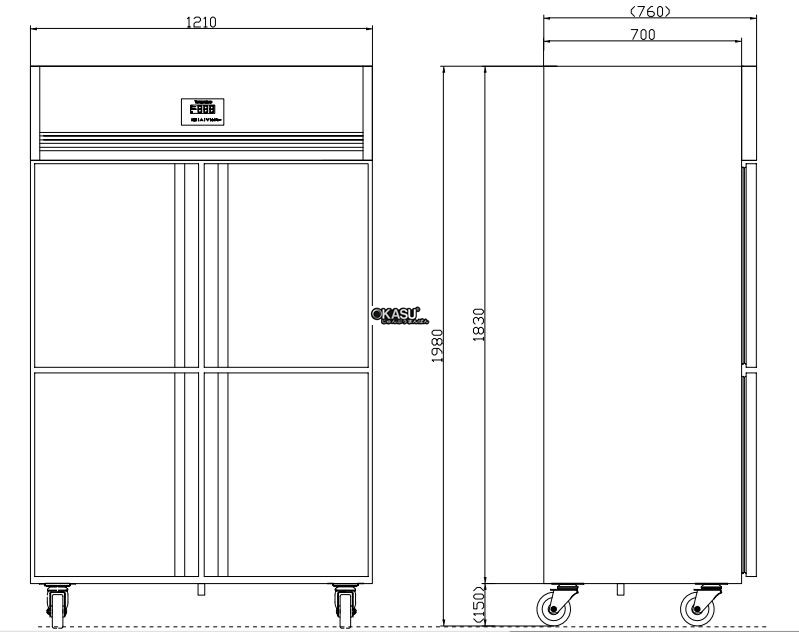 tu dong mat 4 canh inox kolner nkcd1.0l4w (lanh quat gio) hinh 0