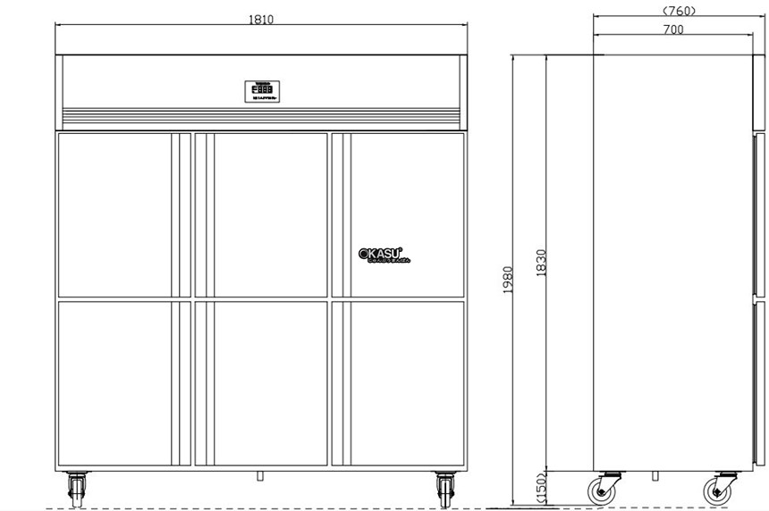 tu mat 6 canh inox kolner nkc1.6l6w ( quat gio) hinh 0