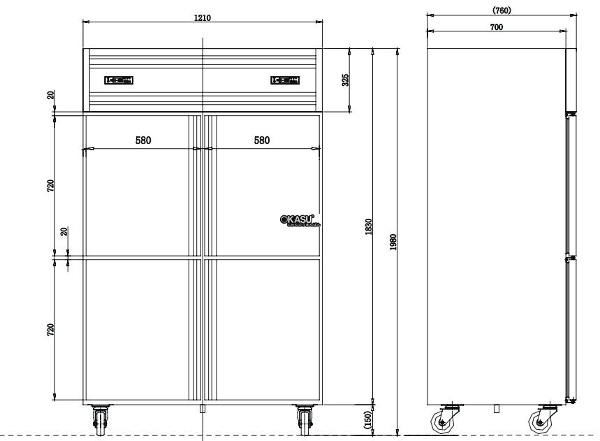 tu dong mat 4 canh inox kolner kcd1.0l4 (lam lanh truc tiep) hinh 0