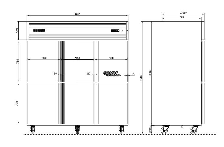 tu dong mat 6 canh inox kolner kcd1.6l6 (lam lanh truc tiep) hinh 0