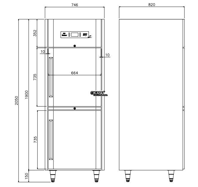  tu mat 2 canh inox kolner k1n-ec (lam lanh quat gio) hinh 0