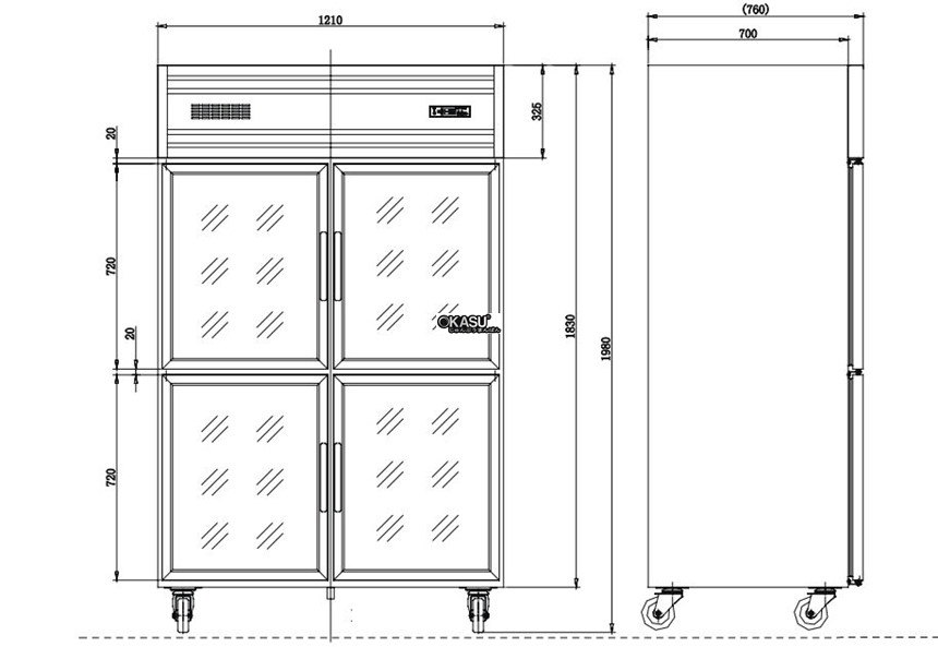  tu mat 4 canh kinh kolner kg1.0l4 (lam lanh truc tiep) hinh 0