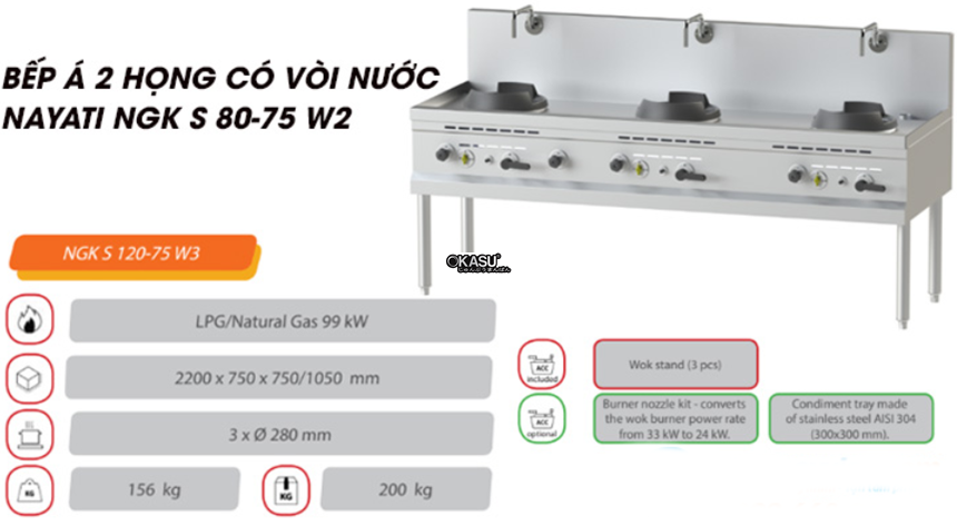 bep a 3 hong co voi nuoc nayati ngk s 120-75 w3 hinh 0