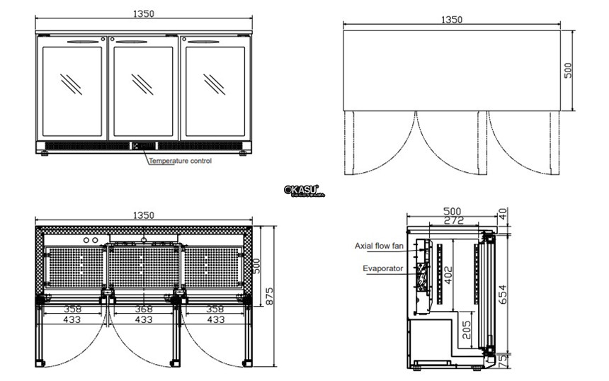 tu mat mini 3 canh hisakage bc-135 hinh 0